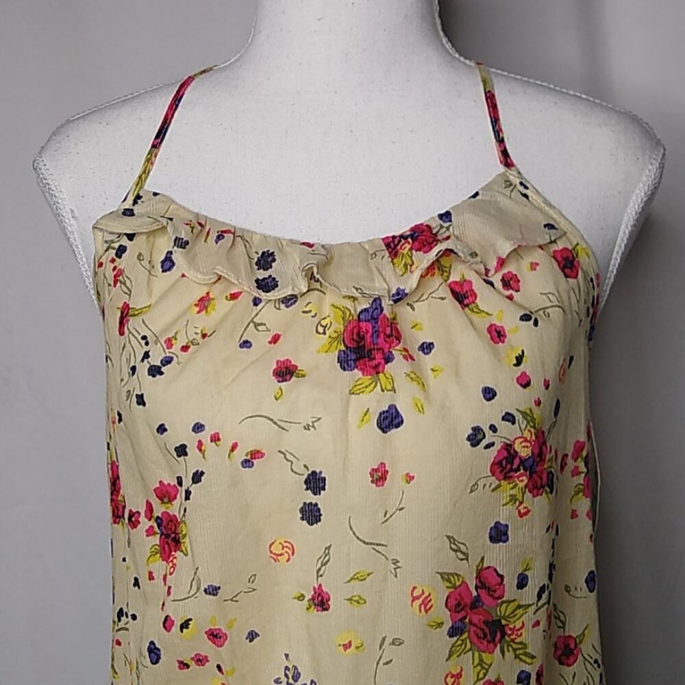 Mossimo Floral Semi-Sheer Ruffled Racerback Tank S - Picture 2 of 8